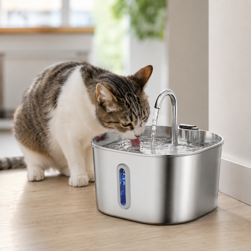 PurrFlow™ Stainless Steel Cat Water Fountain